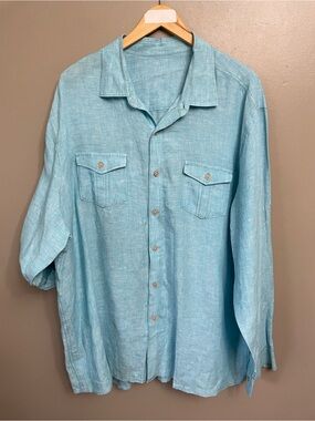 Ocean & Coast Men’s 2X-3X?  Linen Button Up Shirt Long Sleeve